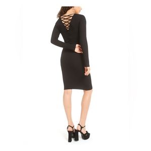Black long sleeve dress with lace up back